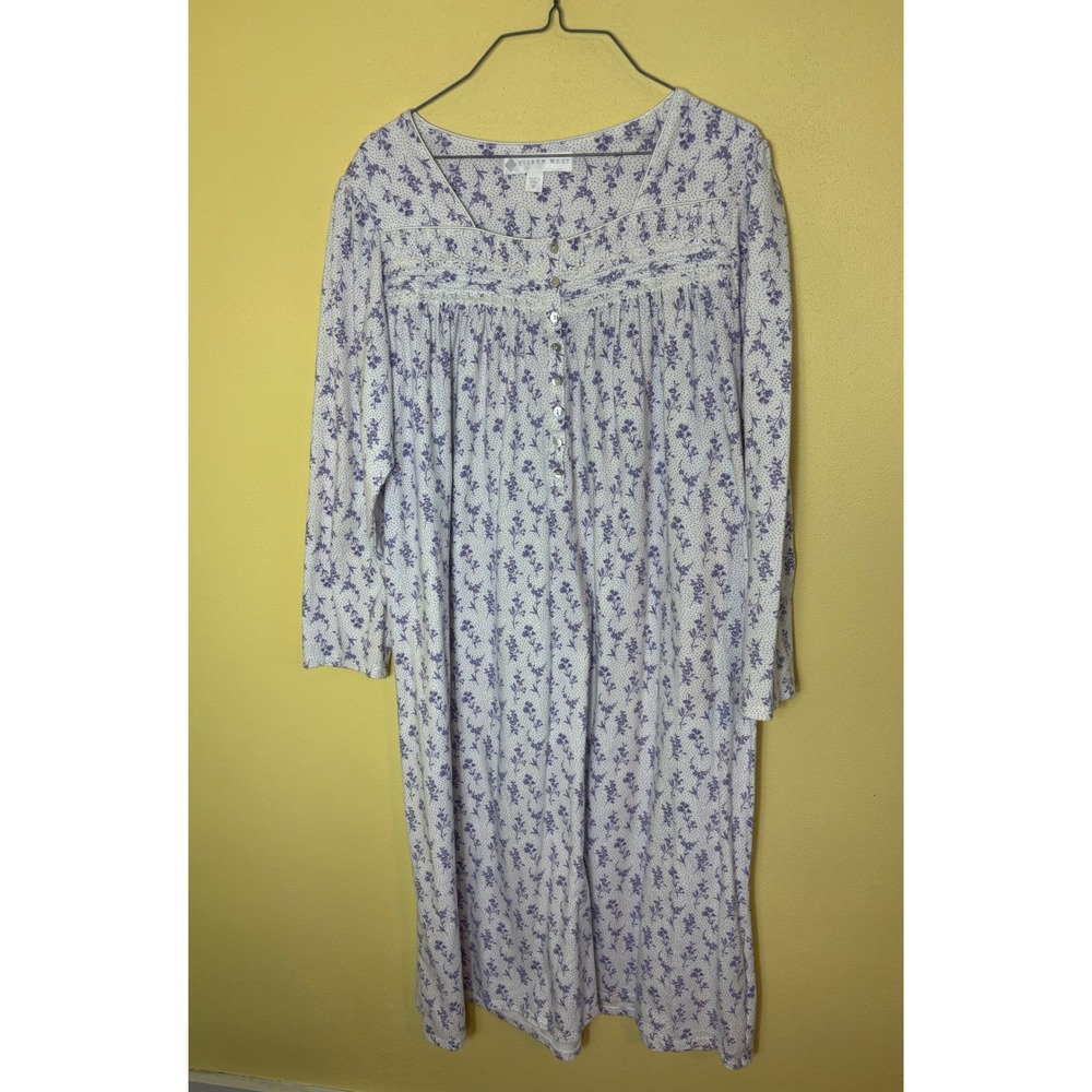 Eileen West Floral Long‎ Sleeve Nightgown Sleepwear Loungewear Womens Medium
